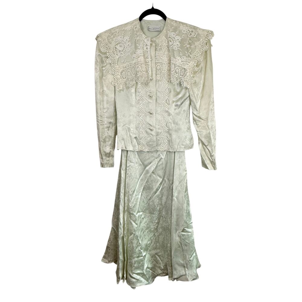 Vintage Jessica McClintock Silk Lace Dress Set Mint 8